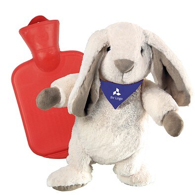 Tierische Wärmflaschen, 0,8 l, Hase Mümmelmann mit Halstuch blau