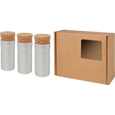 Hey Pots Schreibtisch-Garten-Blumenmischung, 3er-Set, silber