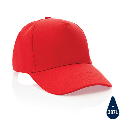 Impact 5 Panel Kappe aus 280gr rCotton mit AWARE Tracer, rot