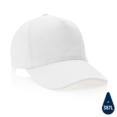 Impact 5 Panel Kappe aus 280gr rCotton mit AWARE Tracer, weiß