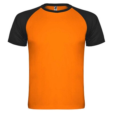 Indianapolis Sport T-Shirt für Kinder, Fluor Orange / schwarz, 16