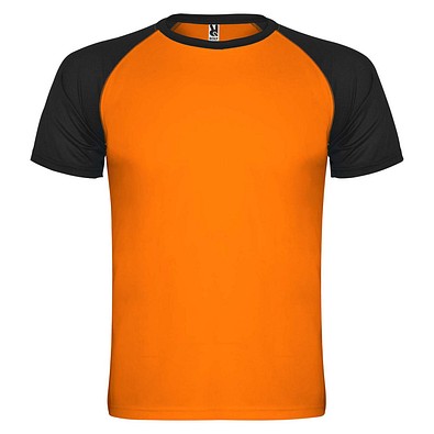 Indianapolis T-Shirt Unisex aus recyceltem Material, Fluor Orange / schwarz, L