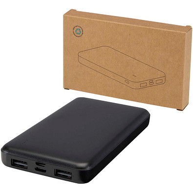 Intan 10 W 10.000 mAh Powerbank aus recyceltem Kunststoff, schwarz