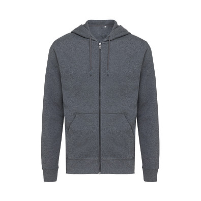 Iqoniq Abisko Zip-Kapuzenpullover aus recycelter Baumwolle, ungefärbtes Anthrazit