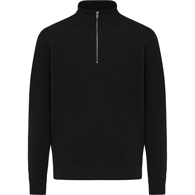 IQONIQ Elgon Quarter-Zip-Sweater aus rec. Baumwolle, schwarz, M