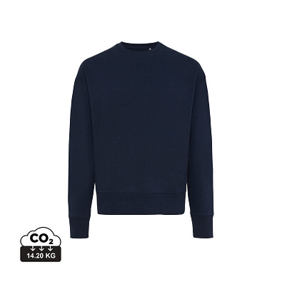 Iqoniq Kruger Relax-Rundhals-Sweater aus recycelt. Baumwolle, navy blau, L