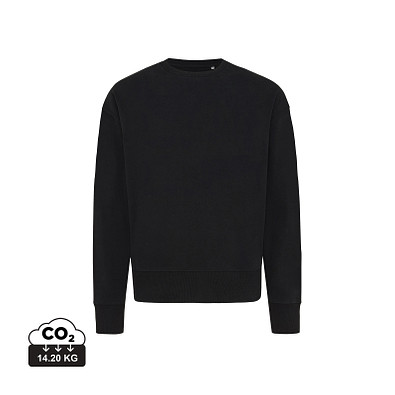 Iqoniq Kruger Relax-Rundhals-Sweater aus recycelt. Baumwolle, schwarz, M