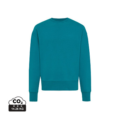 Iqoniq Kruger Relax-Rundhals-Sweater aus recycelt. Baumwolle, verdigris, M