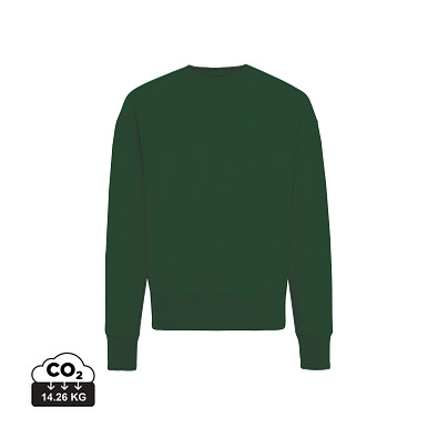 Iqoniq Kruger Relax-Rundhals-Sweater aus recycelt. Baumwolle, waldgrün, XL