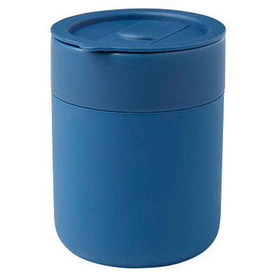 Java 330 ml Keramikbecher mit Silikonhülle und Kunststoffdeckel, blau