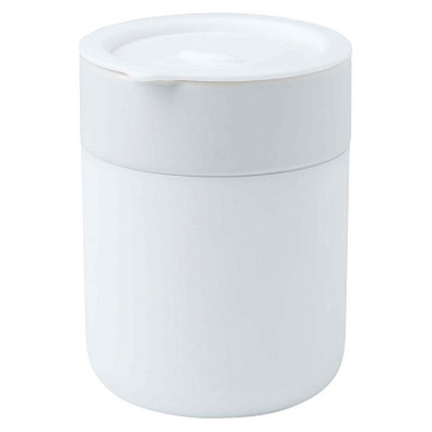 Java 330 ml Keramikbecher mit Silikonhülle und Kunststoffdeckel, weiss