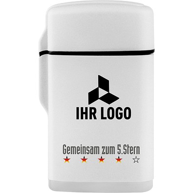 Jet-Flame Feuerzeug Rubber, Motiv 5. Stern, Weiß