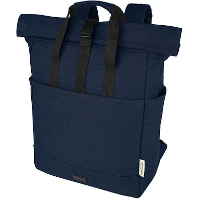 Joey 15 Zoll GRS Rolltop Laptop-Rucksack aus recyceltem Canvas 15 L, navy