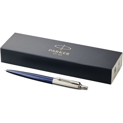 PARKER Druckkugelschreiber Jotter Metall, blaue Mine, navy,silber