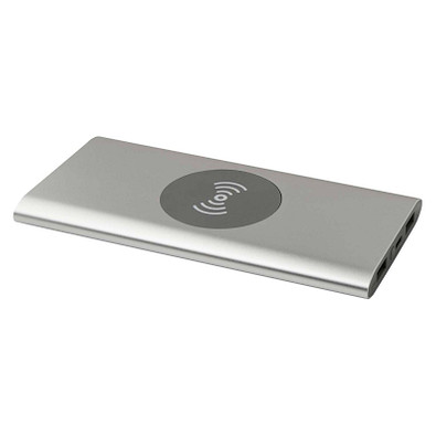 Juice 8000 mAh Typ-C kabellose Powerbank aus recyceltem Aluminium, silber