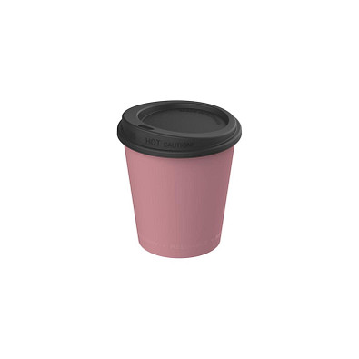 Kaffeebecher ToGo mit Deckel, 200 ml, raffiniertes rot/schwarz