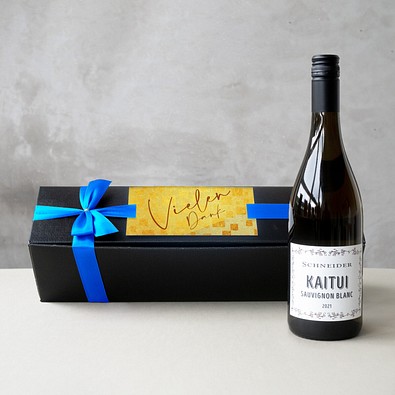 Kaitui Sauvignon Blanc in edler Geschenkbox, Blaue Schleife, inkl. Druck