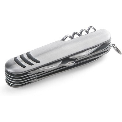 KAPRUN. Multifunktions-Taschenmesser aus Edelstahl und Metall, Satinsilber