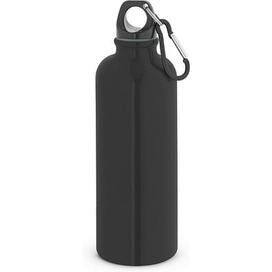 KELCE. Edelstahlflasche mit einwandiger Ausführung und Karabiner, 550 ml, Schwarz