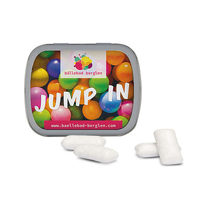 Klappdose, KoRo Menthol Kaugummi, inkl. Druck, matt-silberne Dose