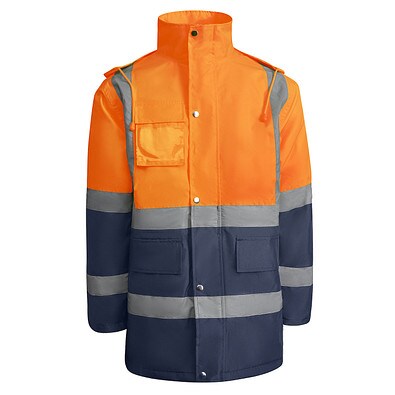 Kombinierter, gesteppter Parka Merak mit High Visibility, XXXL, navy/fluor orange