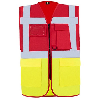 Korntex® Comfort Warnweste Hamburg, Multifunktional, M, Rot / Signal-Gelb