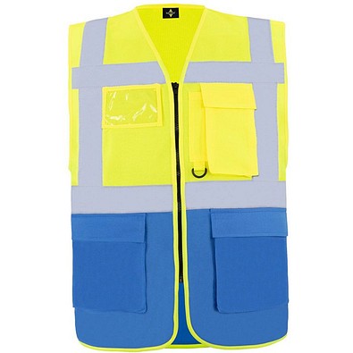 Korntex® Comfort Warnweste Hamburg, Multifunktional, XL, Signal-Gelb / Blau