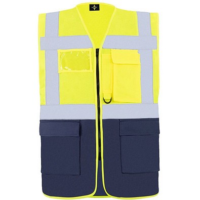 Korntex® Comfort Warnweste Hamburg, Multifunktional, M, Signal-Gelb / Marineblau