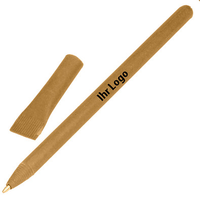 Kugelschreiber aus Papier, blaue Mine, natur