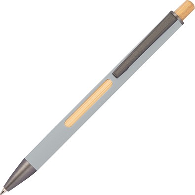 Kugelschreiber mit 6-fach wechselndem Bambusfenster , silbergrau