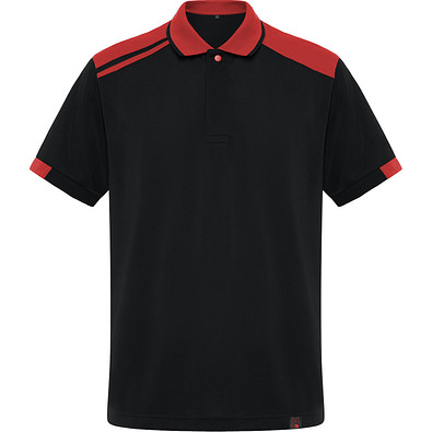 Kurzarm-Poloshirt Samurai in Farbkombination, L, schwarz/rot