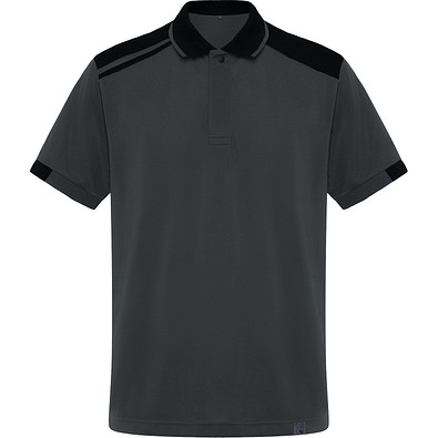 Kurzarm-Poloshirt Samurai in Farbkombination, S, bleigrau/schwarz