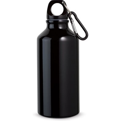LANDSCAPE S. Aluminium-Sportflasche mit Karabiner 400 ml, Schwarz