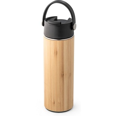 LAVER. Thermosflasche aus Bambus, Edelstahl und PP 440 ml, Schwarz
