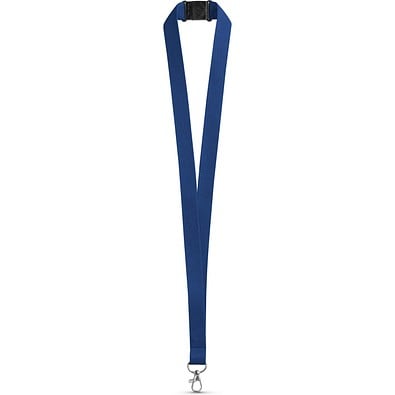 LEEDS. Lanyard aus Polyester mit Sicherheitsverschluss, Blau