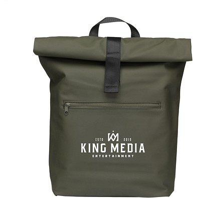 Lennon Roll-Top Recycled PU Backpack Rucksack, Dunkelgrün