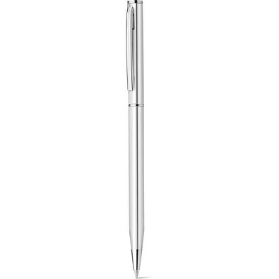 LESLEY METALLIC. Kugelschreiber aus aluminium mit blauschreibender Mine, Satinsilber