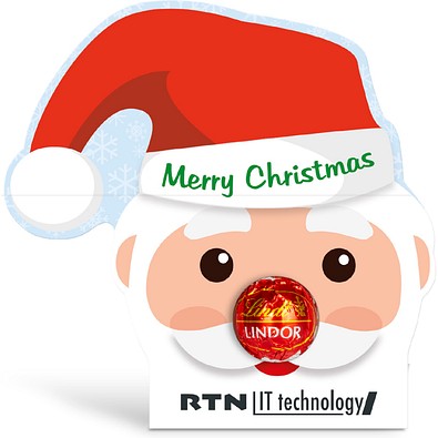 Lindt Lindor Kugel in Werbekartonage Santa Claus, Milchschokolade, inkl. Druck