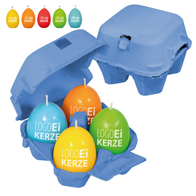 LogoEi Kerze 4er-Box, blau