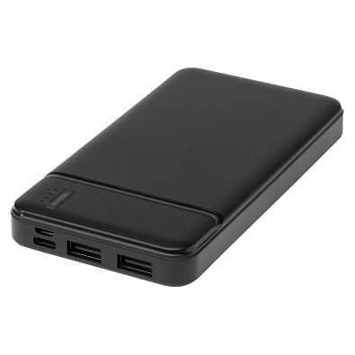 Loop 10.000 mAh Powerbank aus recyceltem Kunststoff, schwarz