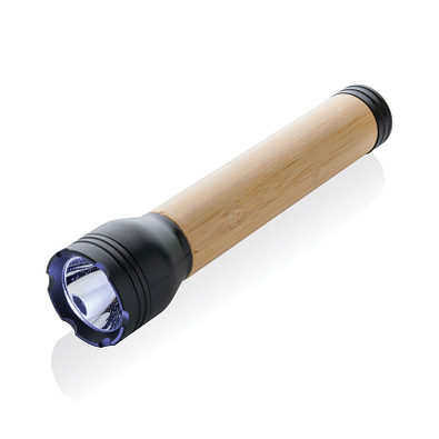 Lucid 5W Taschenlampe aus RCS recyceltem Kunststoff & Bambus, schwarz, braun