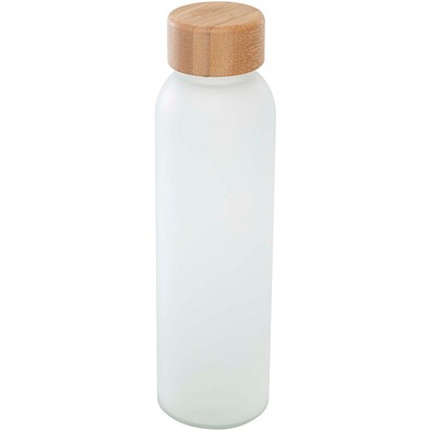 Lume 500 ml Flasche aus mattiertem Kalknatronglas mit Bambusdeckel, weiss
