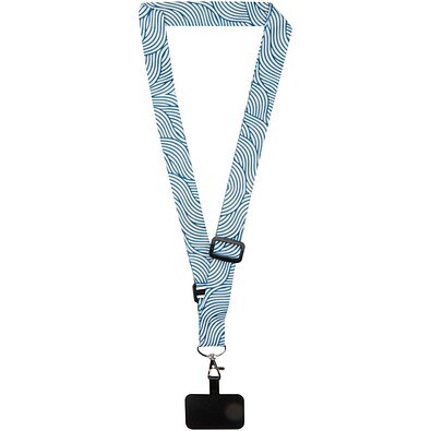 Lyra Verstellbares Lanyard mit Telefonhalterung und Sublimationsdruck, schwarz