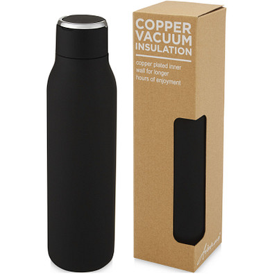 Marka 600 ml Kupfer-Vakuum Isolierflasche mit Metallschlaufe, schwarz