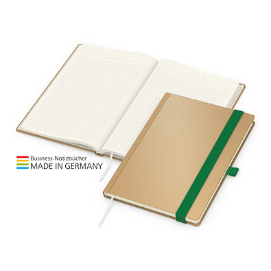Geiger-Notes Match-Book Creme Bestseller Notizbuch A4 Natura braun, inkl. Druck, grün
