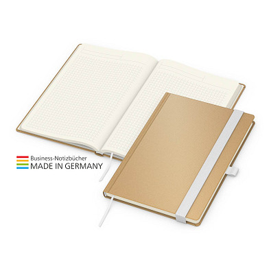 Geiger-Notes Match-Book Creme Bestseller Notizbuch A4 Natura braun, inkl. Druck, weiß