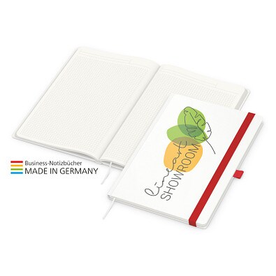 Geiger-Notes Match-Book green+blue Notizbuch A4 Cover-Star Recycling-Matt, inkl. Druck auf Einband, rot