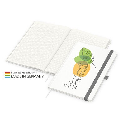 Geiger-Notes Match-Book green+blue Notizbuch A4 Cover-Star Recycling-Matt, inkl. Druck auf Einband, silbergrau