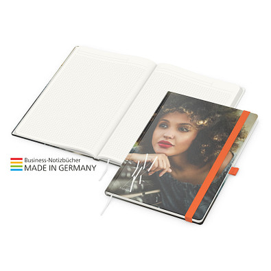 Geiger-Notes Match-Book green+blue Notizbuch A4 Natura Recycling, inkl. Druck, orange