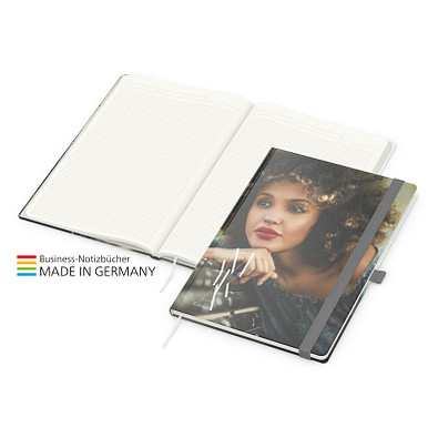 Geiger-Notes Match-Book green+blue Notizbuch A4 Natura Recycling, inkl. Druck, silbergrau